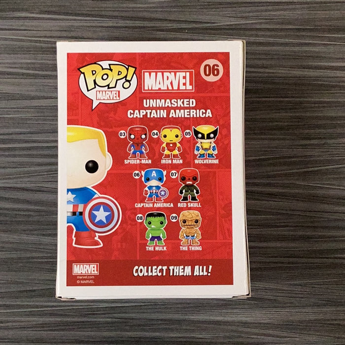 Funko POP! Marvel: Unmasked Captain America (LACC)(Damaged Box) #06