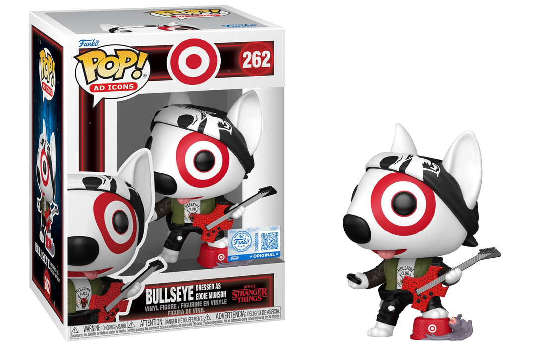 Funko POP! Ad Icons: Target x Stranger Things - Bullseye Dressed As Eddie Munson (Target/Funko Sticker)(Damaged Box) #262