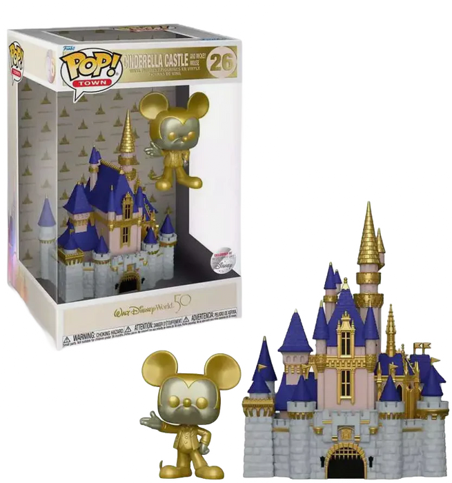 Funko POP! Town: Walt Disney World - Cinderella Castle & Mickey Mouse[Gold](Disney Parks)(Damaged Box) #26