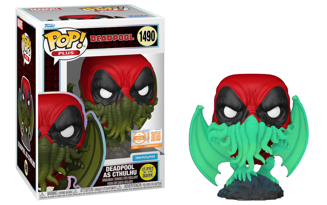 Funko POP! Plus Marvel: Deadpool - Deadpool as Cthulu (GiTD)(750 PCS)(Funko Shop/Funko Grail Sticker) #1490