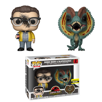Funko POP! Movies: Jurassic Park - Dennis Nedry & Dilophosaurus (Entertainment Earth)(Damaged Box) [2-Pack]