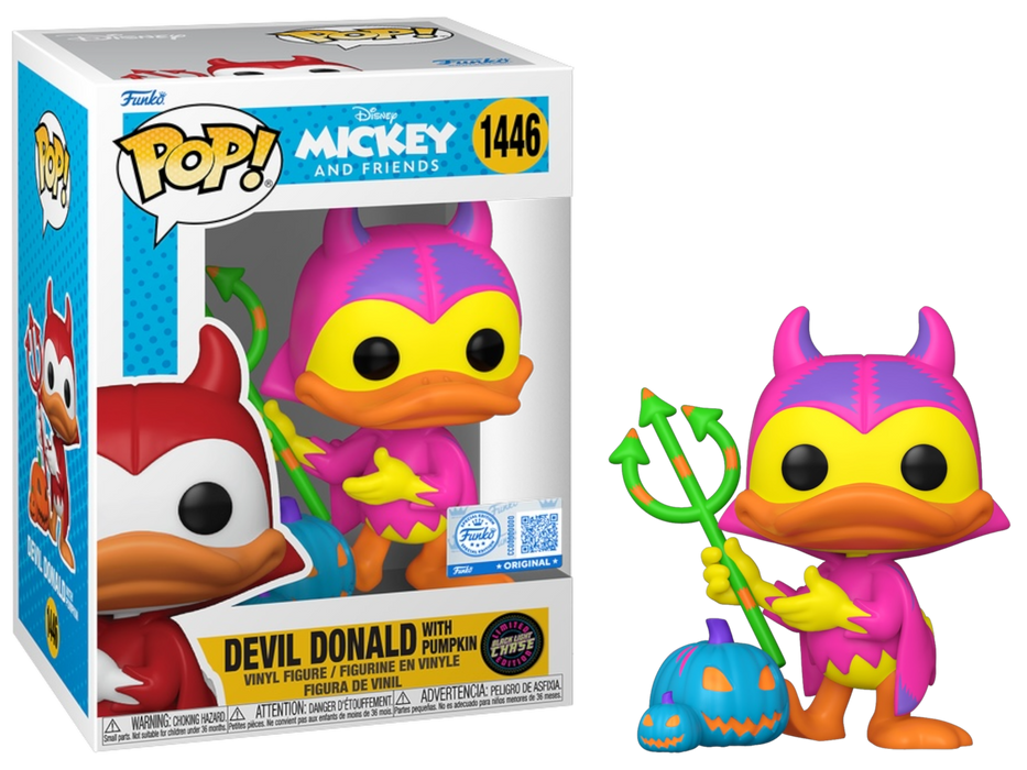 Funko POP! Disney: Devil Donald with Pumpkin [Blacklight] (Funko Exclusive/Funko Sticker)(CHASE)(Damaged Box) #1446