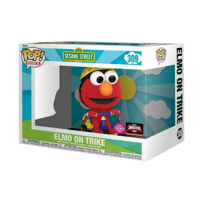 Funko POP Rides! Television: Sesame Street - Elmo On Trike (Flocked)(2024 TargetCon) #309