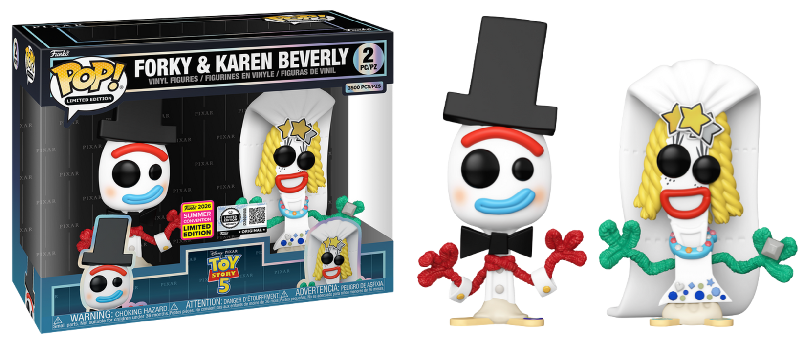 Funko POP! Limited Edition: Disney - Toy Story 5: Forky & Karen Beverly (2026 SDCC/Shared)(Funko Royalty/3500 PCS) [2-Pack]