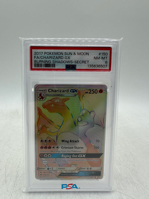2017 POKEMON SUN & MOON Charizard GX #150 Pokemon Burning Shadows [NM-MT PSA 8]