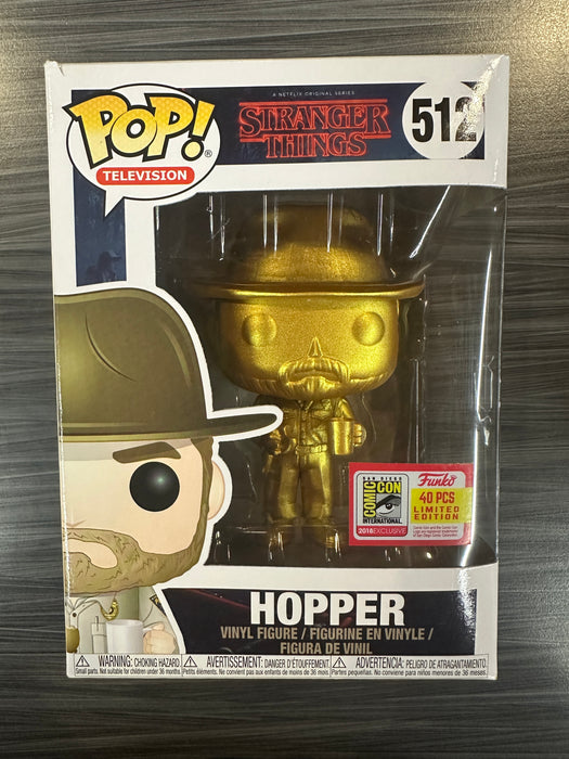 Funko POP! Television: Stranger Things - Hopper [Gold] (2018 SDCC)(40 PCS)(Damaged Box) #512