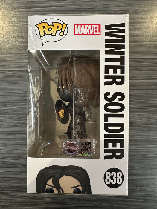 Funko POP! Marvel: Captain America The Winter Soldier - Winter Soldier [Shield](Amazon)(Signed/Sebastian Stan/Swau)(Damaged Box) #838