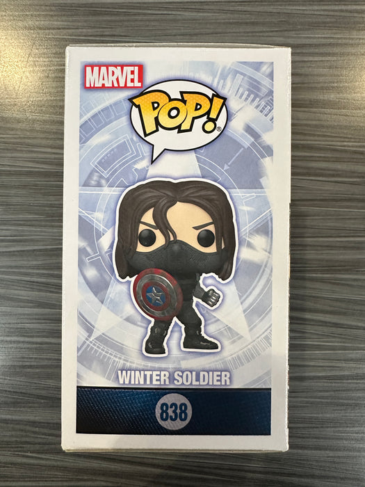 Funko POP! Marvel: Captain America The Winter Soldier - Winter Soldier [Shield](Amazon)(Signed/Sebastian Stan/Swau)(Damaged Box) #838