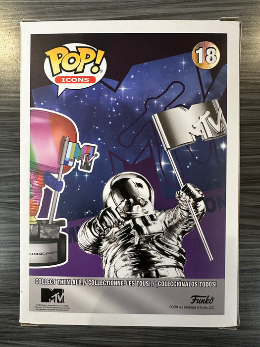 Funko POP! Icons: MTV - MTV Moon Person [Rainbow](Signed/Bam Margera/Beckett)(Damaged Box) #18