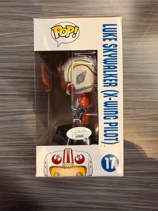 Funko POP! Star Wars: Luke Skywalker [X-Wing Pilot][Blue Box/Small Font] (Signed/Mark Hamill/JSA)(Damaged Box) #17