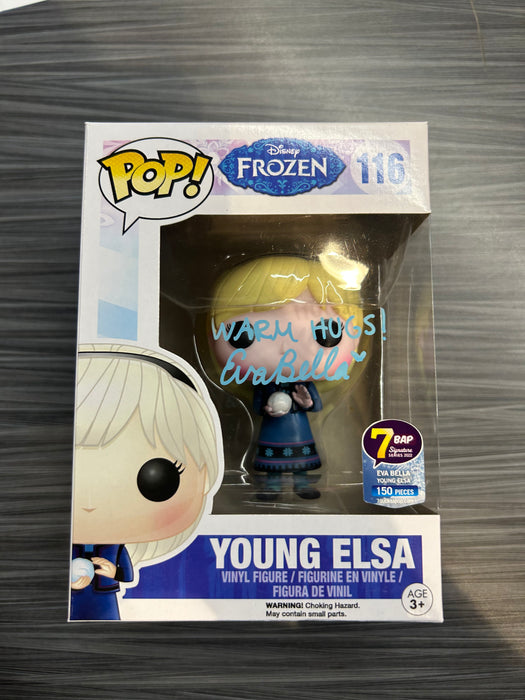 Funko POP! Disney: Frozen - Young Elsa (Signed/Eva Bella/7 BAP 150 PCS/JSA)(Damaged Box) #116