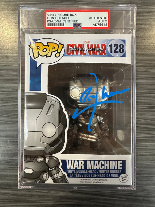 Funko POP! Marvel: Captain America Civil War - War Machine (Signed/Don Cheadle/PSA Encapsulated)[A] #128