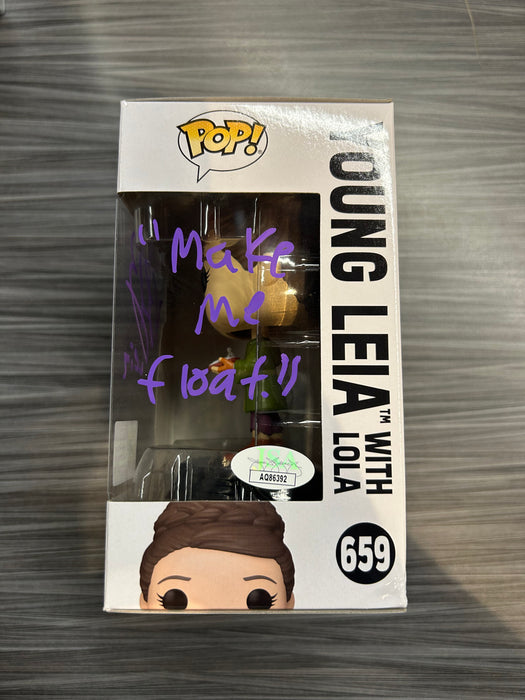 Funko POP! Star Wars: Young Leia with= Lola (2023 SDCC)(Signed/Vivien Lyra Blair/JSA)(Damaged Box) #659