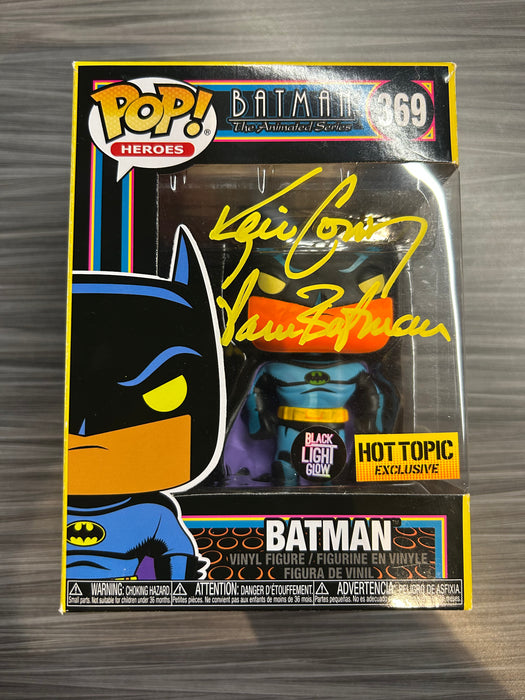 Funko POP! Batman The Animated Series: Batman (BlackLight)(Hot Topic)(Signed/Kevin Conroy/JSA)(Damaged Box) #369