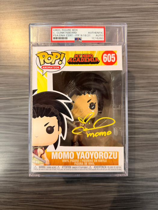 Funko POP! Animation: My Hero Academia - Momo Yaoyorozu (Signed/PSA Encapsulated/Coleen Clinkenbeard) #605