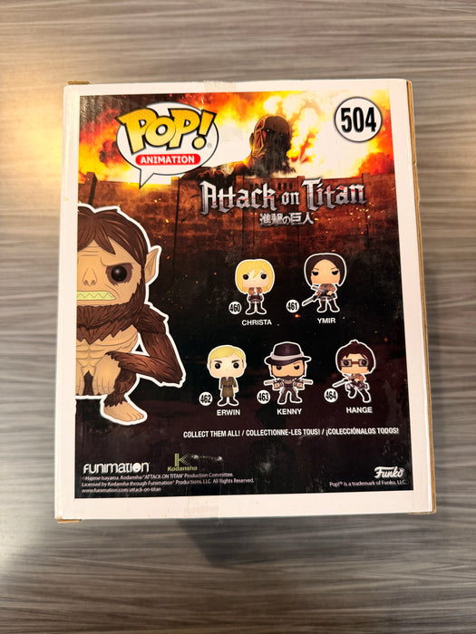 Funko POP! Animation: Attack on Titan - Beast Titan (Hot Topic)(Signed/Jason Liebrecht/JSA)(Damaged Box) #504