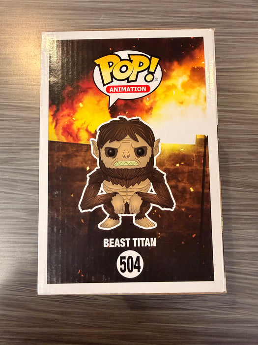 Funko POP! Animation: Attack on Titan - Beast Titan (Hot Topic)(Signed/Jason Liebrecht/JSA)(Damaged Box) #504