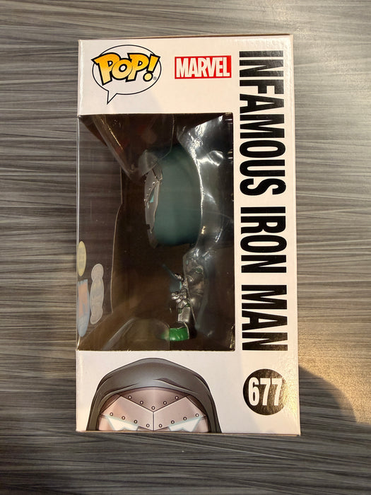 Funko POP! Marvel: Infamous Iron Man (GiTD) (2020ComicFest)(PX Previews)(Damaged Box) #677