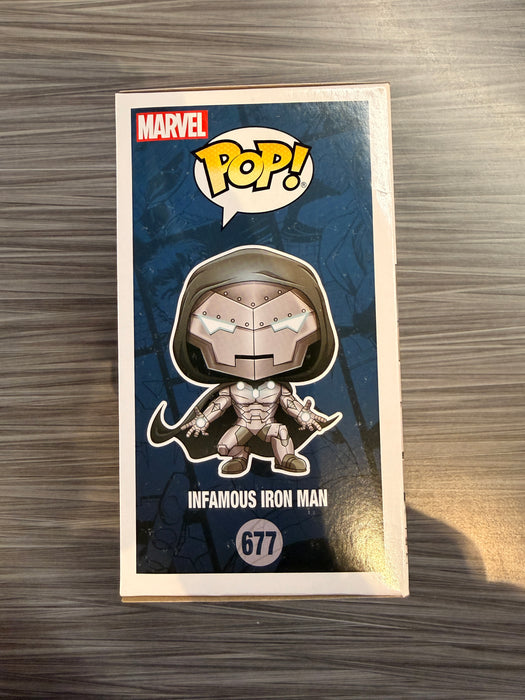 Funko POP! Marvel: Infamous Iron Man (GiTD) (2020ComicFest)(PX Previews)(Damaged Box) #677