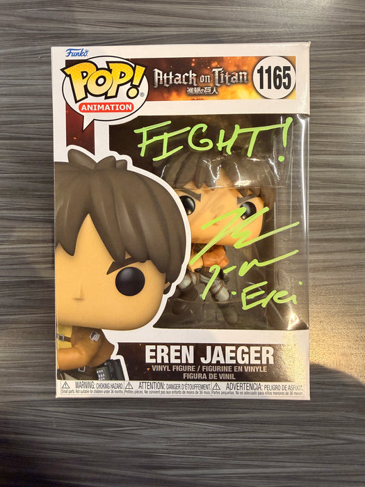 Funko POP! Animation: Attack on Titan - Eren Jaeger [Action Pose](Signed/Bryce Papenbrook/PSA) #1165