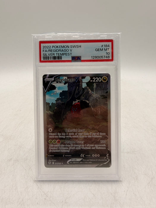 2022 POKEMON SWSH Regidrago V #184 Pokemon Silver Tempest [GEM MT PSA 10]