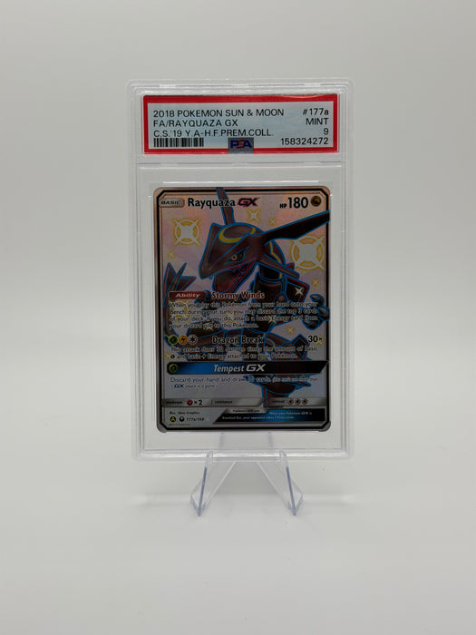 2018 POKEMON SUN & MOON Rayquaza GX #177a C.S.'19 Y.A-H.F. PREM.COLL [MINT PSA 9]