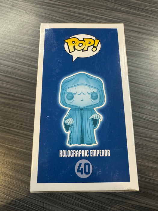 Funko POP! Star Wars: Holographic Emperor (GiTD)(Toy Wars Exclusive)(Damaged Box) #40