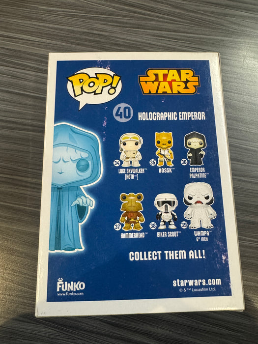 Funko POP! Star Wars: Holographic Emperor (GiTD)(Toy Wars Exclusive)(Damaged Box) #40