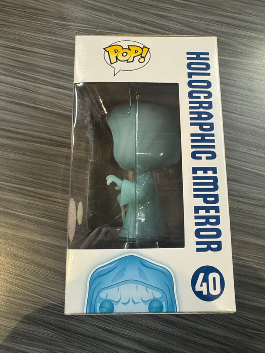 Funko POP! Star Wars: Holographic Emperor (GiTD)(Toy Wars Exclusive)(Damaged Box) #40