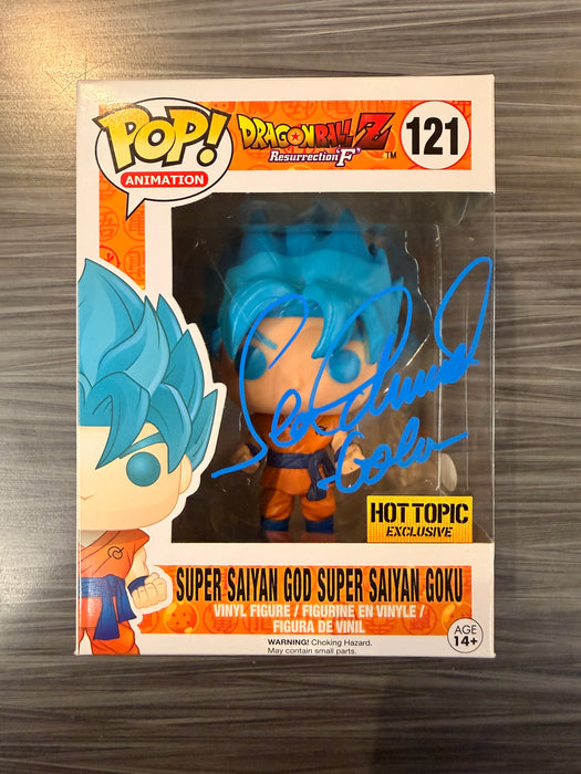 Funko POP! Animation: Dragon Ball Z - Super Saiyan God Super Saiyan Goku (Hot Topic)(Signed/Sean Schemmel/JSA)(Damaged Box) #121