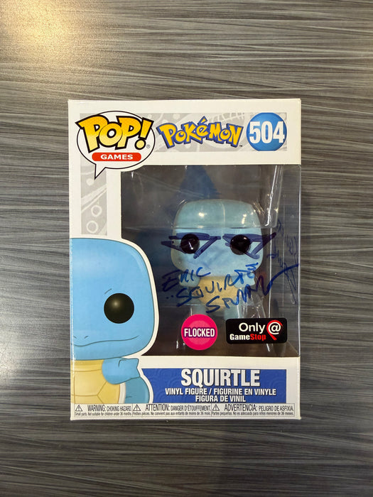 Funko POP! Games: Pokemon - Squirtle (Flocked)(GameStop)(Signed/Eric Stuart/ Beckett) #504