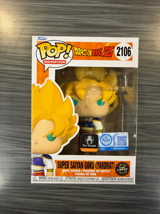 Funko POP! Animation: Dragon Ball - Super Saiyan Goku [Yardrat](Toy Temple/Funko Sticker)(CHASE)(Damaged Box) #2106