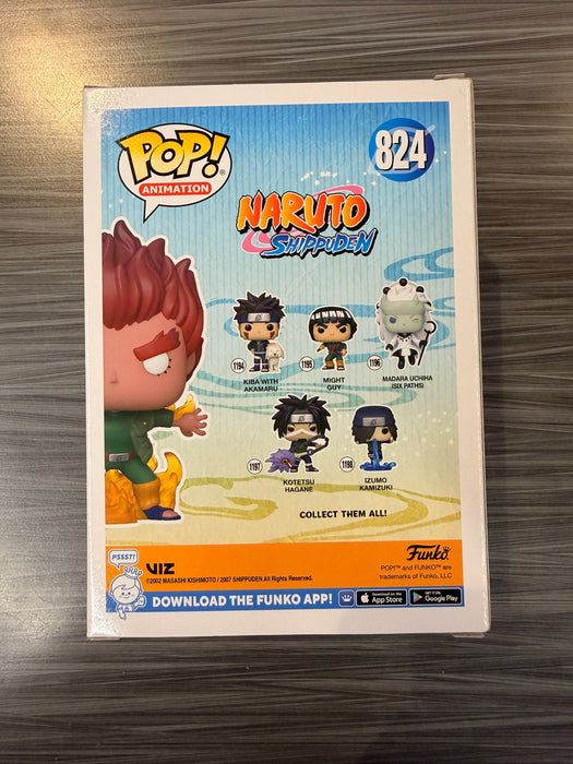 Funko POP! Animation: Naruto Shippuden - Might Guy [Eight Inner Gates] (GiTD)(Chalice)(Signed/Skip Stellrecht/JSA)(Damaged Box) #824