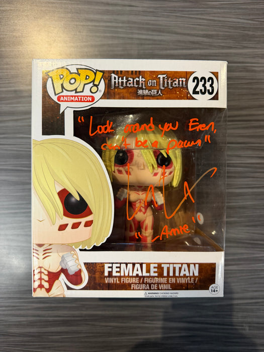 Funko POP! Animation: Attack on Titan - Female Titan (Signed/Lauren Landa/JSA)(Damaged Box*) #233