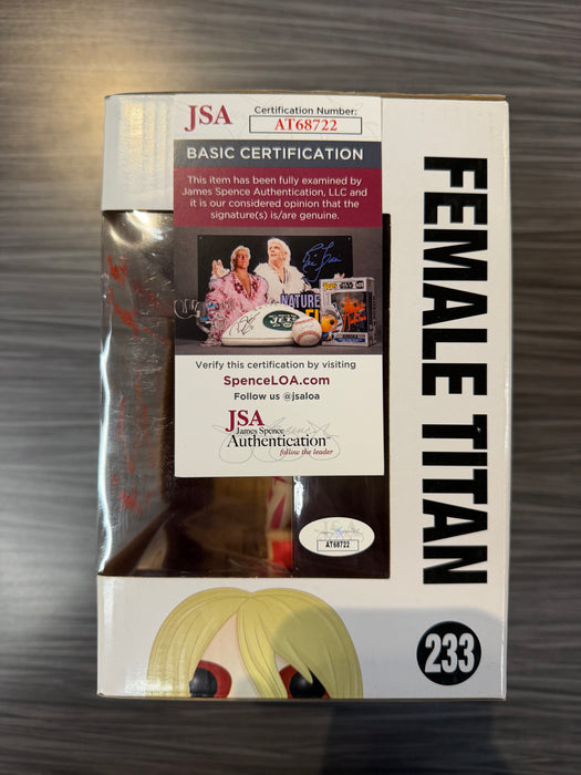 Funko POP! Animation: Attack on Titan - Female Titan (Signed/Lauren Landa/JSA)(Damaged Box*) #233