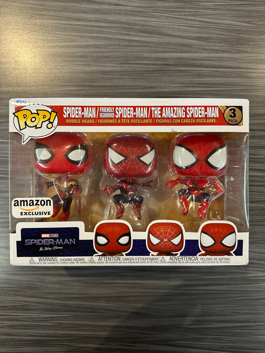 Funko POP! Marvel: Spider-Man No Way Home - Spider-Man/ Friendly Neighborhood Spider-Man/ The Amazing Spider-Man (Amazon)(Damaged Box) [3 Pack]