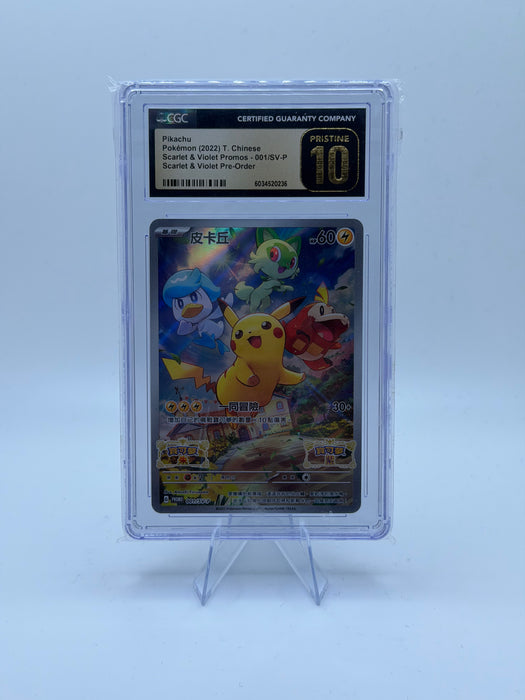 2022 POKEMON Scarlet & Violet Chinese Promos Pre-Order Pikachu #001 [CGC PRISTINE 10]