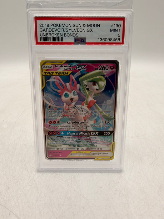 2019 POKEMON SUN & MOON Gardevoir & Sylveon GX #130 Unbroken Bonds [MINT PSA 9]