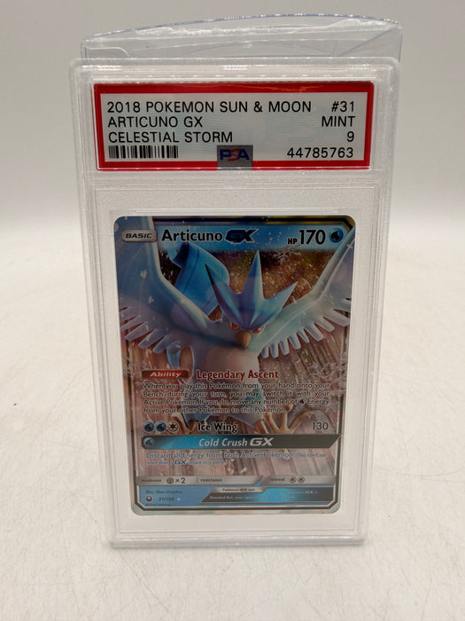 2018 POKEMON SUN & MOON Articuno GX #31 Celestial Storm [MINT PSA 9]