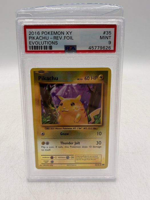 2016 POKEMON XY Pikachu - Rev. Foil #35 Evolutions [MINT PSA 9]