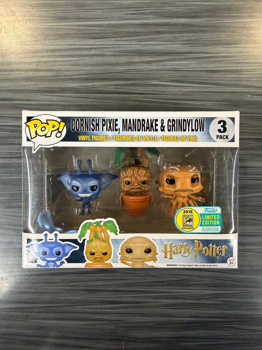 Funko POP! Harry Potter: Cornish Pixie, Mandrake & Grindylow [3 Pack](2016 SDCC)(Damaged Box)