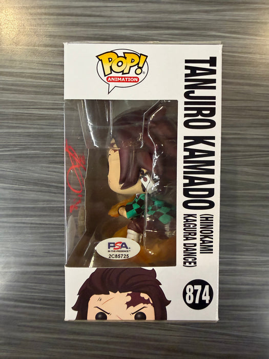 Funko POP! Animation: Demon Slayer - Tanjiro Kamado [Hinokami Kagura Dance](GiTD)(CHASE)(Special Edition)(Signed/Zach Aguilar/PSA)(Damaged Box) #874