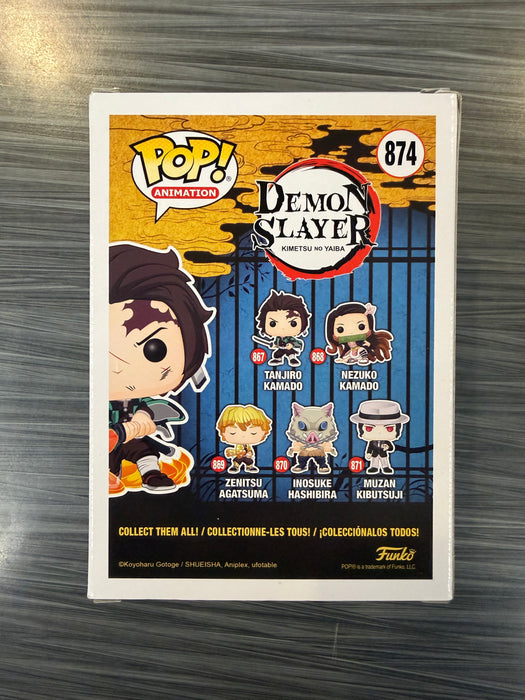 Funko POP! Animation: Demon Slayer - Tanjiro Kamado [Hinokami Kagura Dance](GiTD)(CHASE)(Special Edition)(Signed/Zach Aguilar/PSA)(Damaged Box) #874