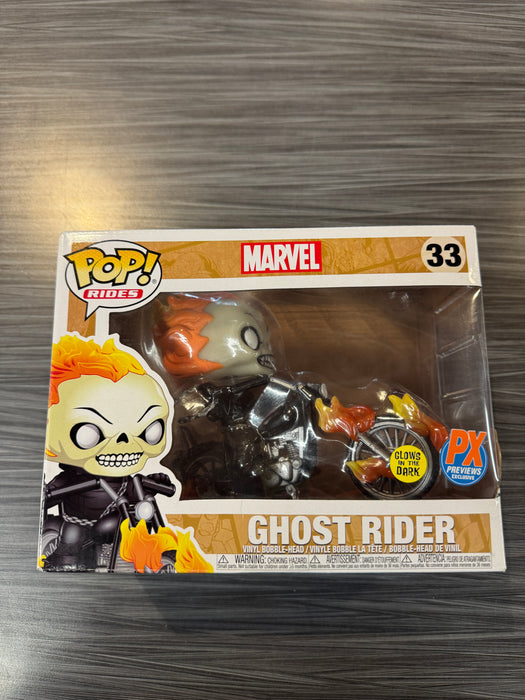 Funko POP! Rides: Marvel - Ghost Rider (PX previews)(GITD)(Damaged Box)[A] #33