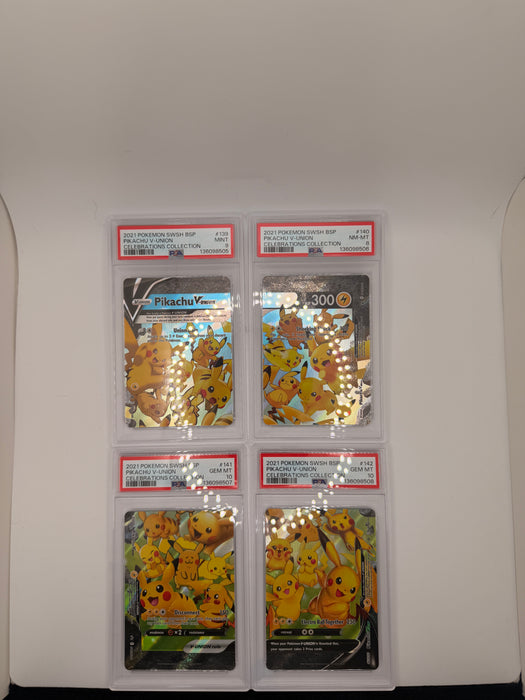 2021 POKEMON SWSH BSP Pikachu V-UNION #139-142 Celebrations Collection [SEQUENTIAL SET OF FOUR /GRADES VARY]