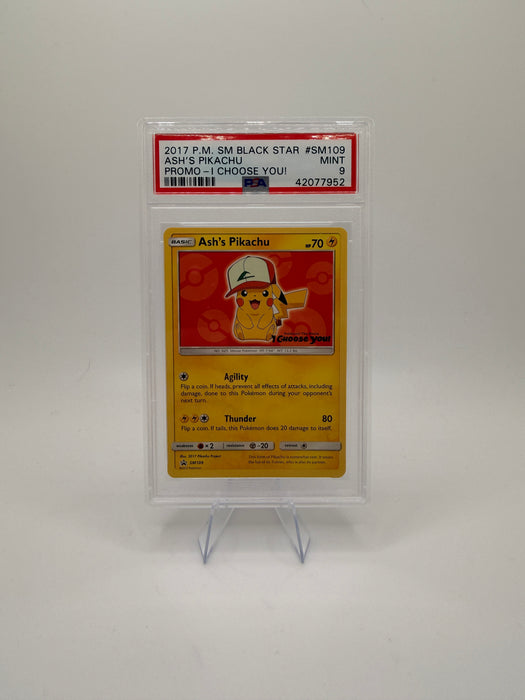 2017 POKEMON SM BLACK STAR Ash's Pikachu #SM109 Promo- I Choose You! [MINT PSA 9]