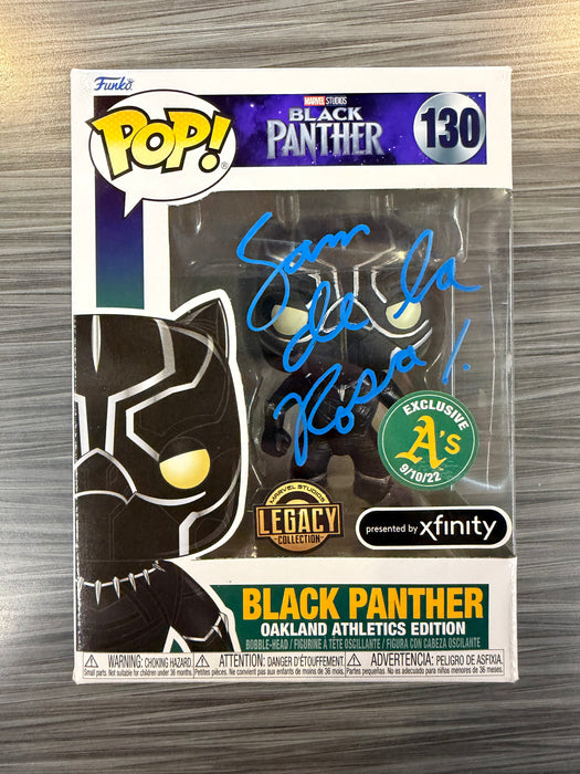 Funko POP! Marvel: Black Panther [Oakland Athletics Edition][Legacy Collection](A's Exclusive)(Signed/Sam De La Rosa/Authenticated)(Damaged Box) #130