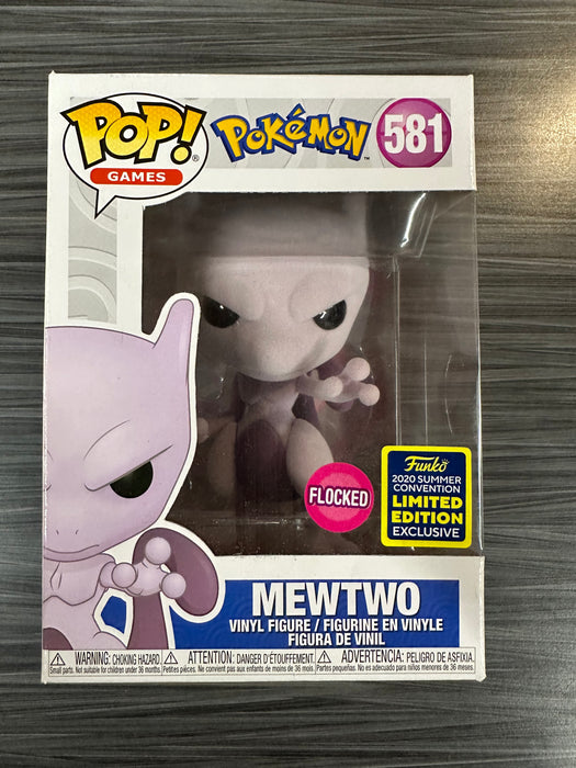 Funko POP! Games: Pokemon - Mewtwo (Flocked) (2020 Summer Convention)(Damaged Box) #581