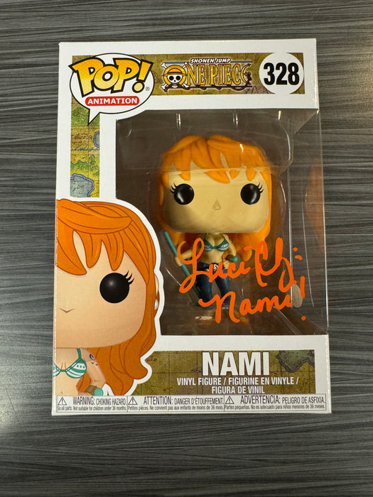Funko POP! Animation: One Piece - Nami (Signed/Luci Christian/JSA)[Orange] #328
