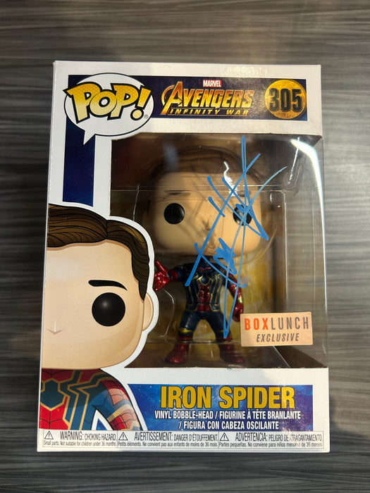 Funko POP! Marvel: Avengers Infinity War - Iron Spider(Signed/Tom Holland/Becket)(BoxLunch)(Damaged Box) #305